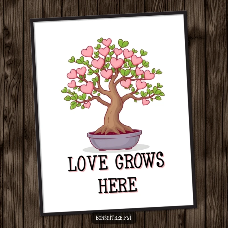 Funny wall art poster of a tree with heart-shaped leaves, adding love and humor to decor.