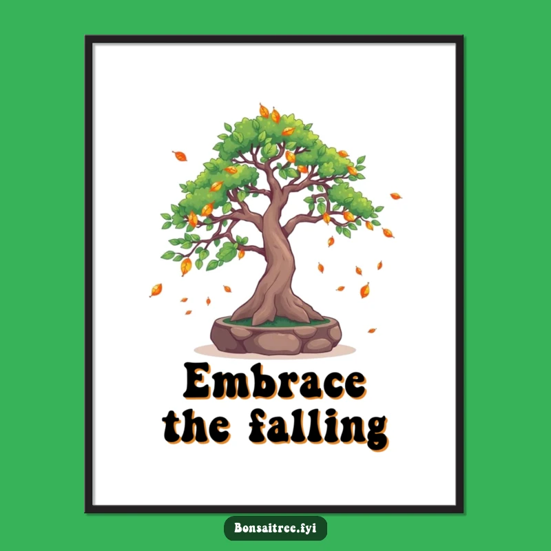 Funny Leaf-Catching Bonsai Poster: Serene Wall Art for Humorous Spaces