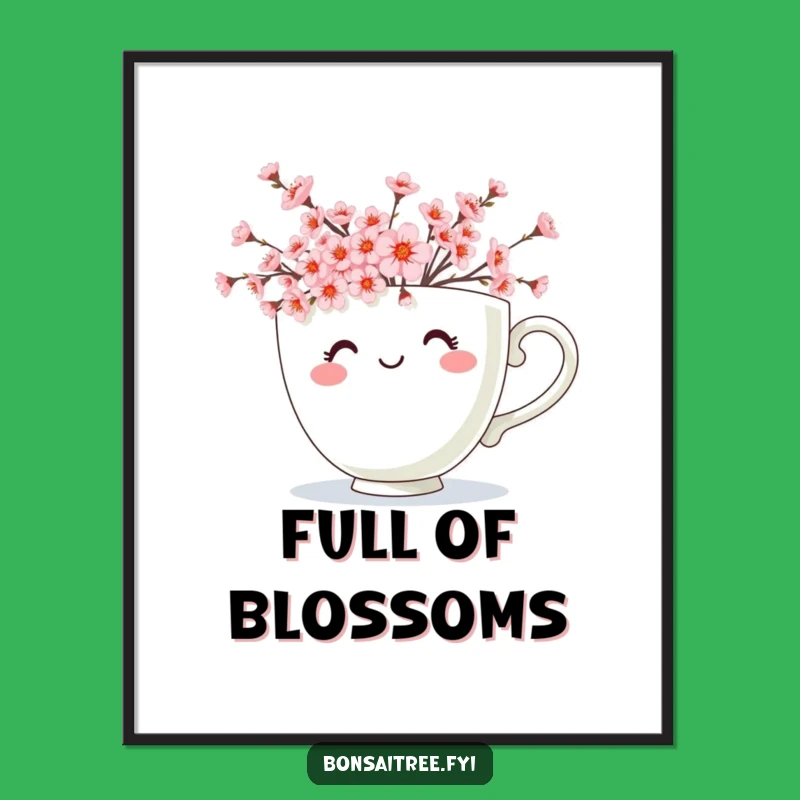 Funny Teacup Blossoms Poster: Cheerful Floral Art for Your Walls!