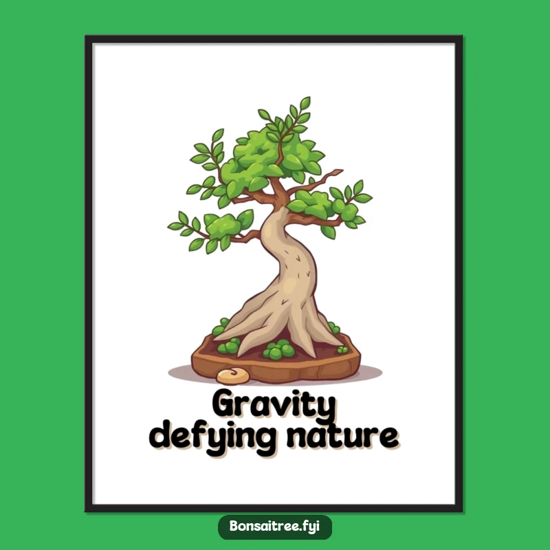 Funny Bonsai Tree Somesault Poster - Silly Action Wall Art, Unique Gift