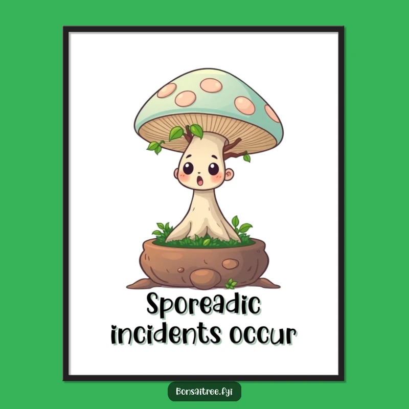 Funny Bonsai Mushroom Surprise Poster: Hilarious Wall Art Gift