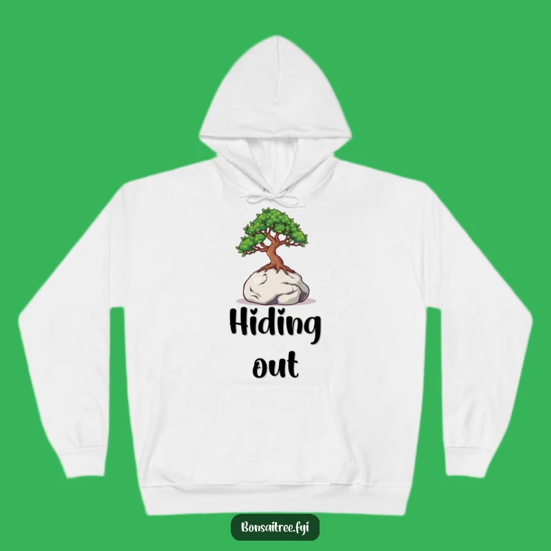 Funny Shy Bonsai Hoodie: Peeking Eyes, Rock Hiding, Cozy Gift