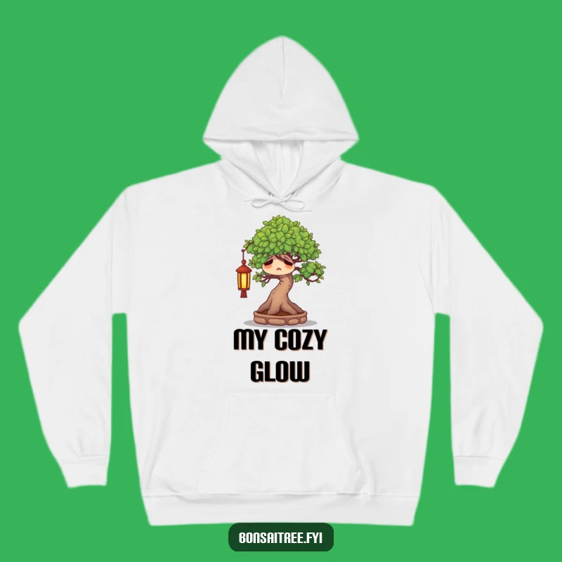 Funny Weary Bonsai Tree Hoodie - Content Sighing Character, Cozy Gift