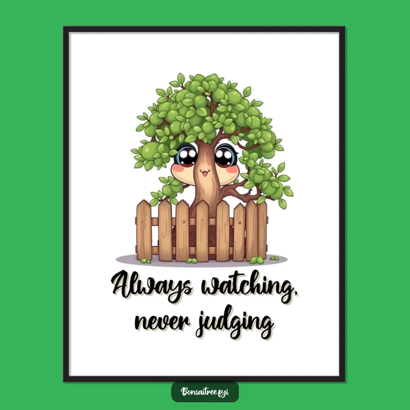 Funny Free Printable Bonsai Wall Art: Peek-a-Boo Decor for Whimsical Spaces