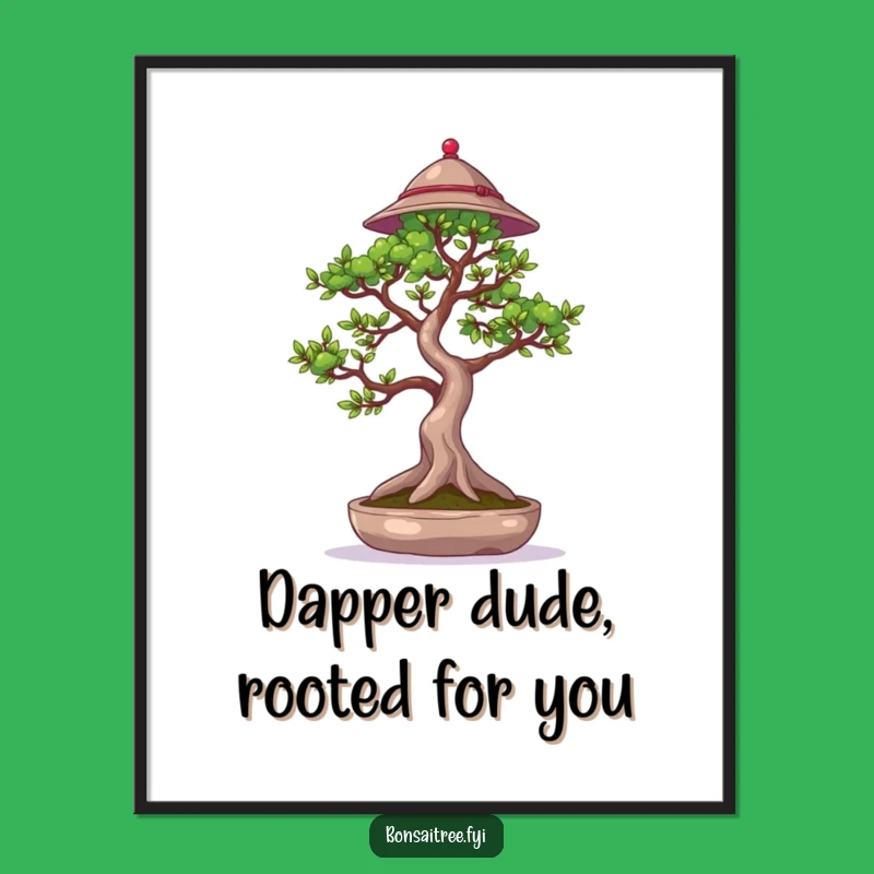 Free Printable Wall Art: Dapper Bonsai Hat - Funny Downloadable Chic Decor