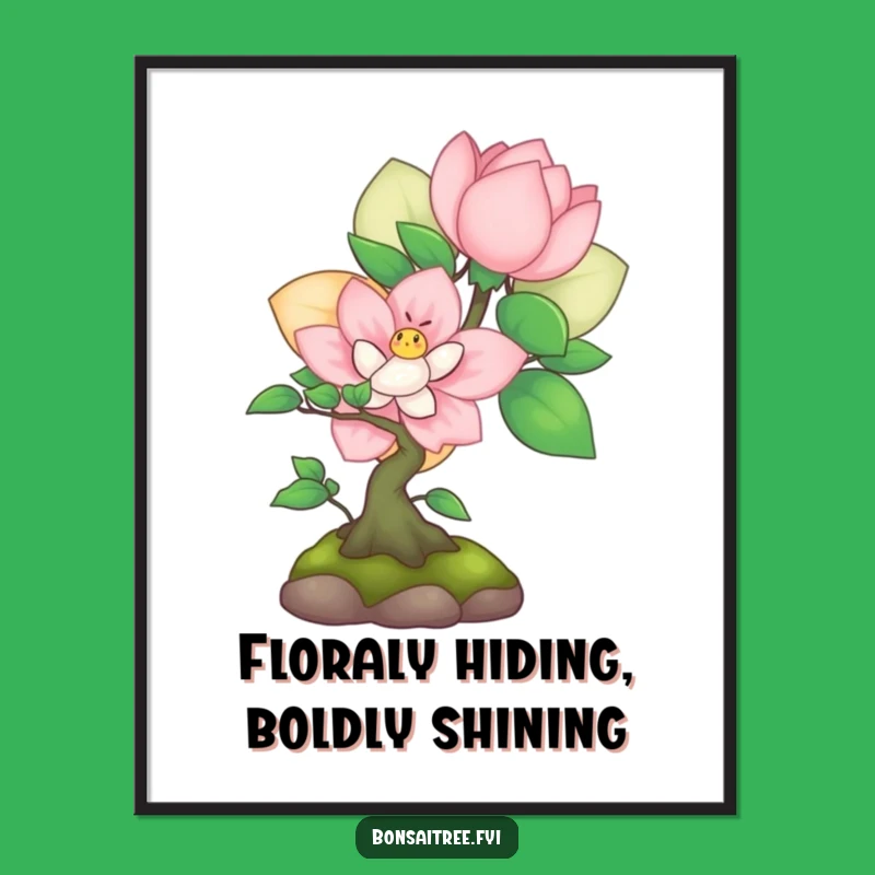 Funny Free Printable Wall Art: Shy Bonsai Peeking, Cute & Quirky Downloadable Decor