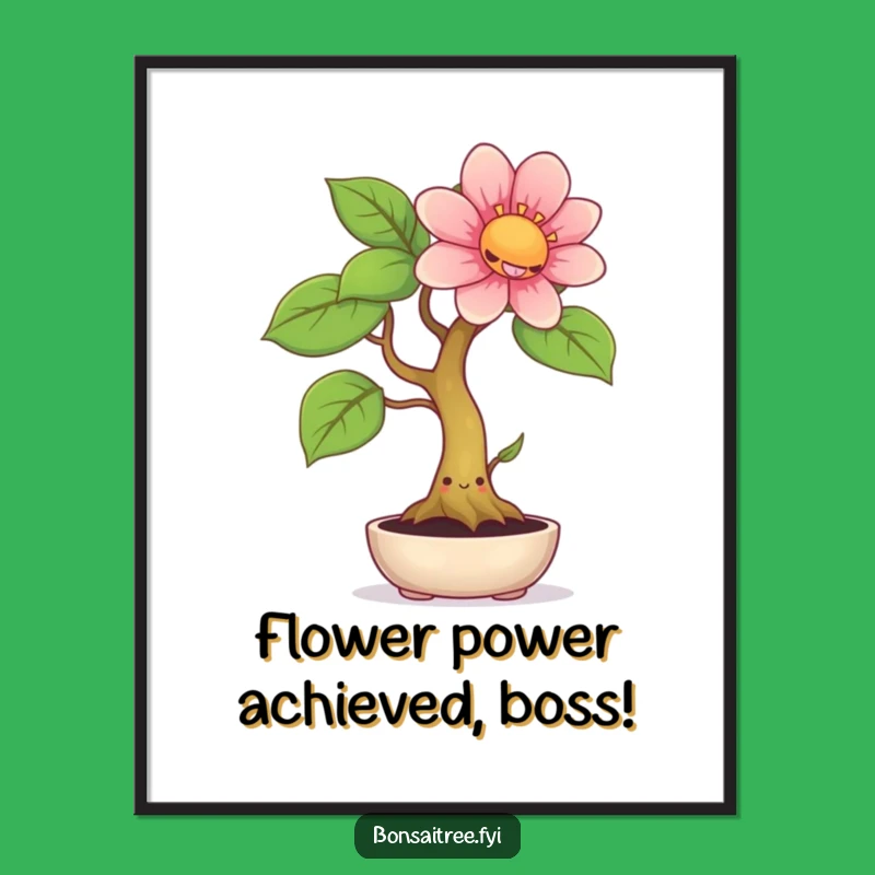 Free Printable Wall Art: Smiling Bonsai Giant Flower - Funny Downloadable Home Decor