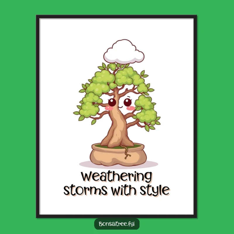 Free Printable Wall Art: Surprised Bonsai Cloud - Funny Downloadable Whimsical Decor