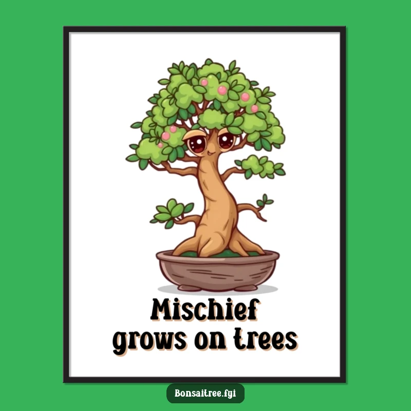 Free Printable Winking Bonsai Wall Art - Mischievous DIY Downloadable Decor