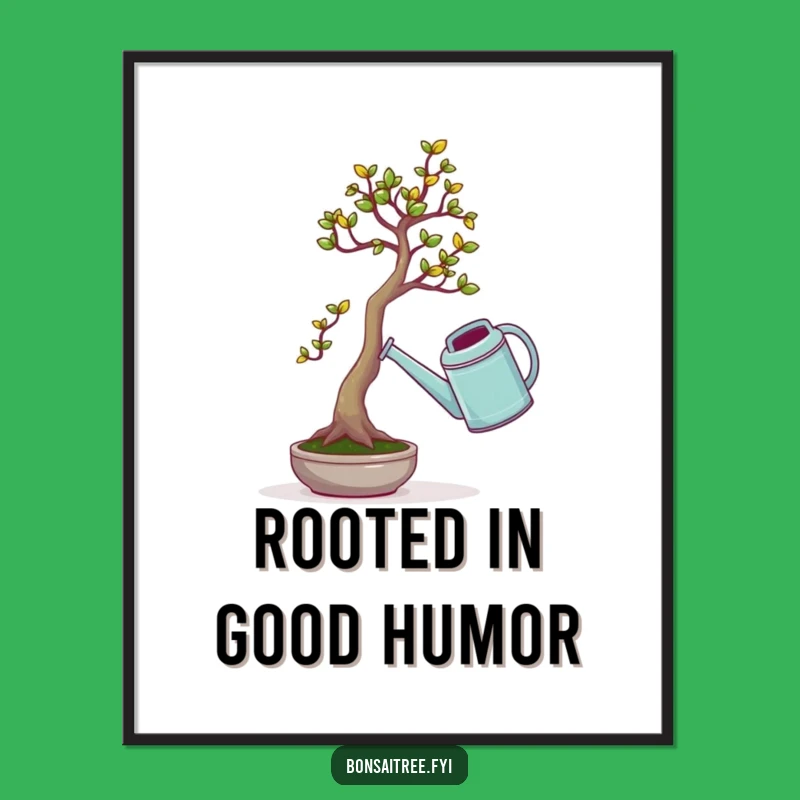Funny Free Printable Wall Art: Bonsai Lifting Big Watering Can Humorous Decor