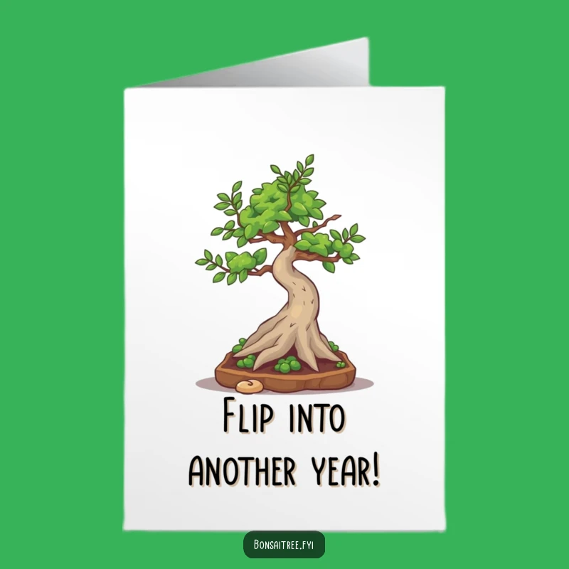 Free Printable Bonsai Somersault Birthday Card: Funny Downloadable Greeting for Fun Lovers
