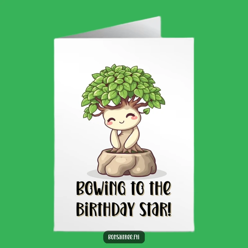 Free Printable Birthday Card: Playful Bonsai Bow for Humorous Greetings