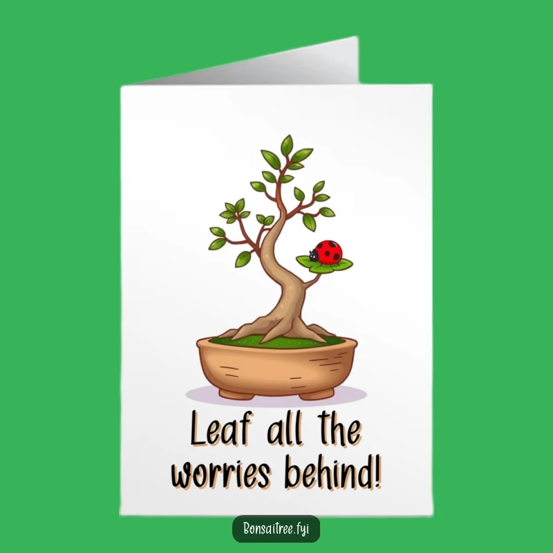 Free Printable Birthday Card: Balancing Bonsai Ladybug Humor Downloadable Gift