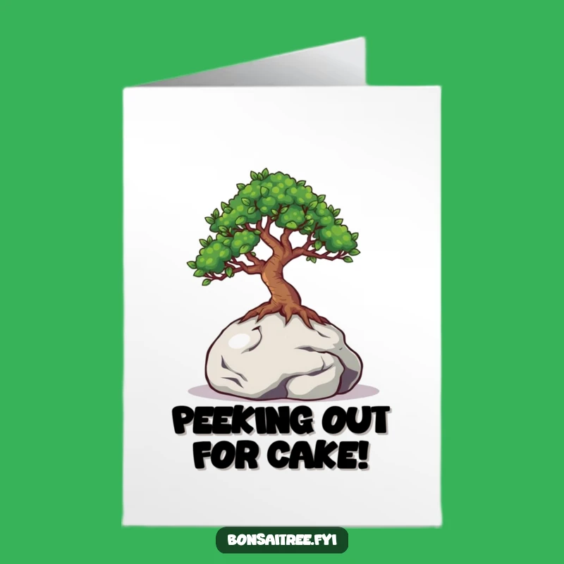 Free Printable Birthday Card: Peeking Bonsai Surprise - Funny Downloadable Gift