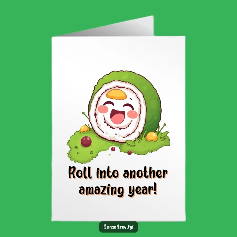 Funny Free Printable Birthday Card: Sushi Hiding in Moss, Hilarious Downloadable Gift