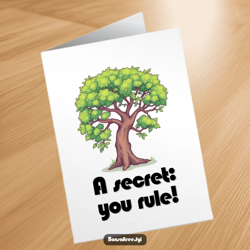 Funny Free Printable Congratulations Card featuring a small tree conspiratorially whispering a secret to the recipient.