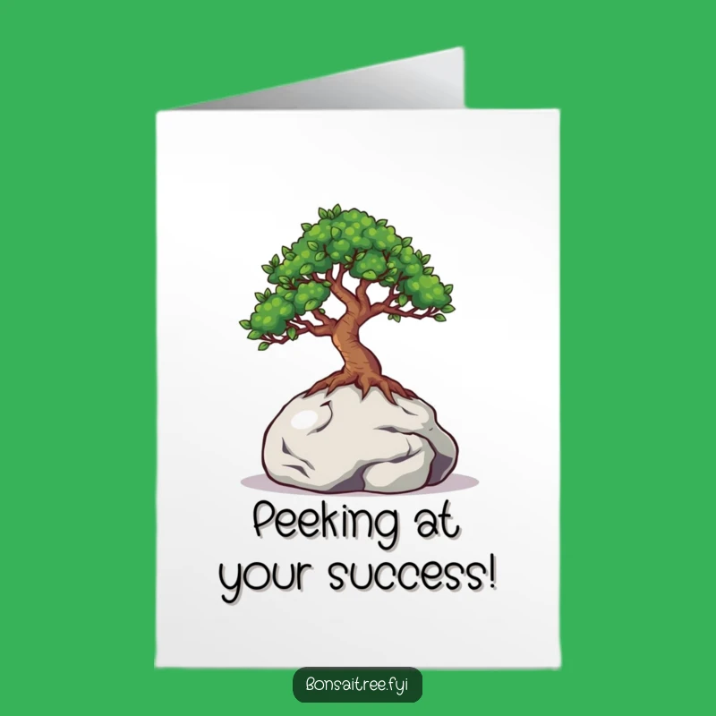Free Printable Congrats Card: Peeking Bonsai Success - Funny Downloadable Greeting