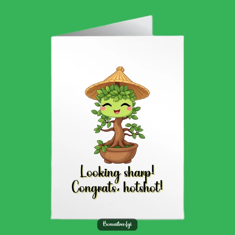 Free Printable Congrats Card: Winking Bonsai & Straw Hat Funny Downloadable Gift