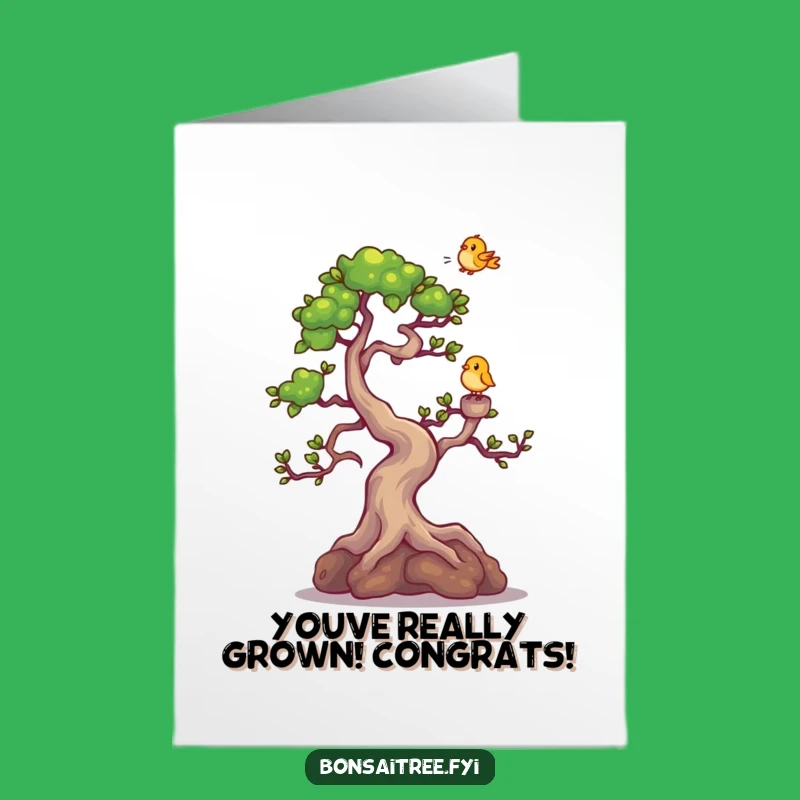 Free Printable Congratulations Card: Giggling Bonsai & Bird Funny Downloadable Gift