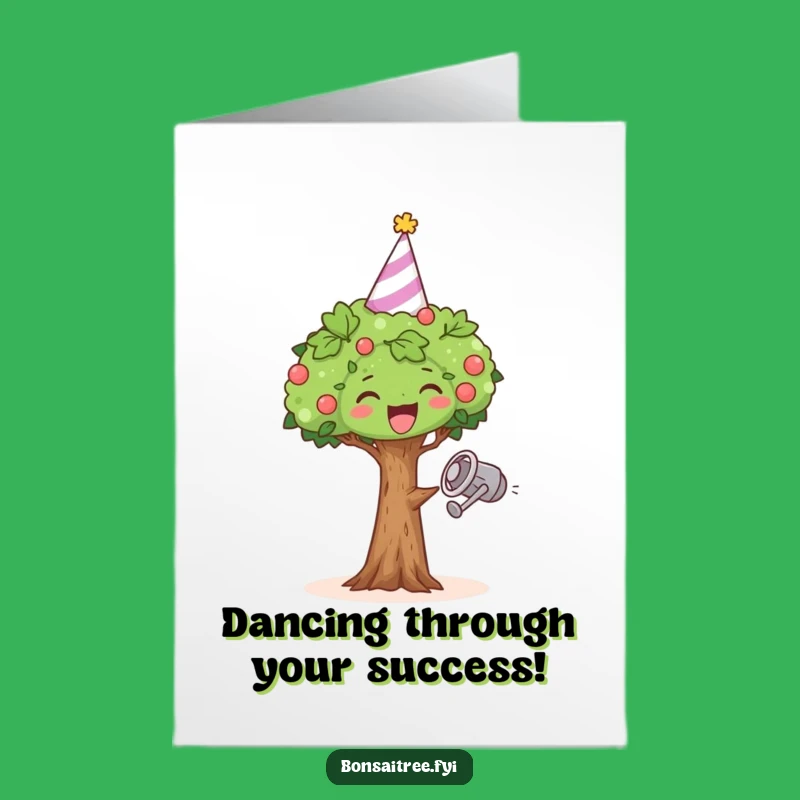 Free Printable Dancing Bonsai Party Hat Funny Congrats Card - Downloadable DIY