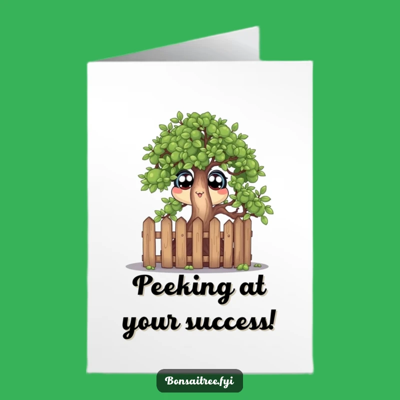 Free Printable Congrats Card: Peeking Bonsai for Amusing Achievements