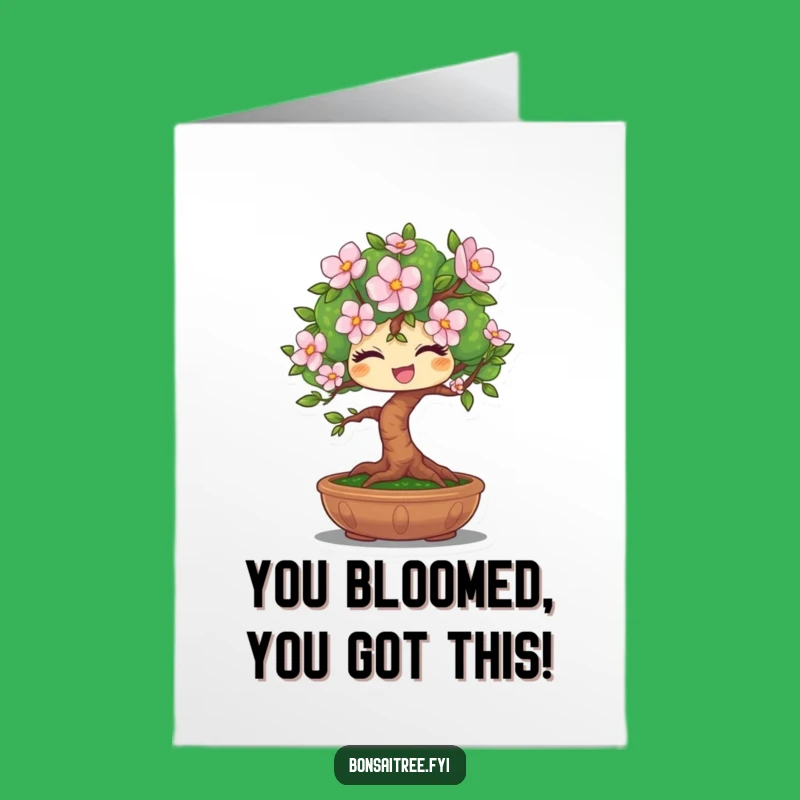 Free Printable Congrats Card: Winking Bonsai Bloom, Funny Downloadable Gift