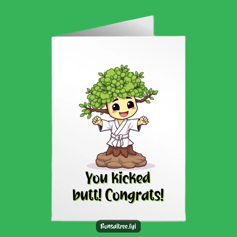 Funny Free Printable Karate Bonsai Congrats Card: High Five for Your Achievement!
