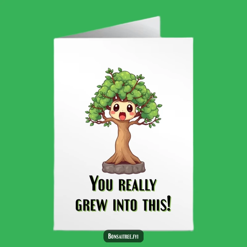 Free Printable Bonsai Congrats Card - Surprised Tree Downloadable for Big News