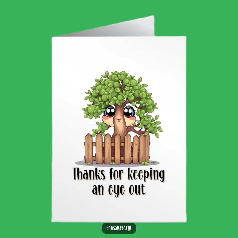 Free Printable Thank You Card: Peeking Bonsai's Grateful Surprise