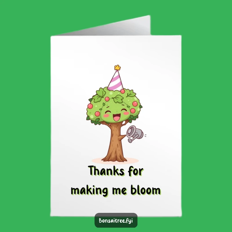 Free Printable Dancing Bonsai Party Hat Funny Thank You Card - Downloadable DIY