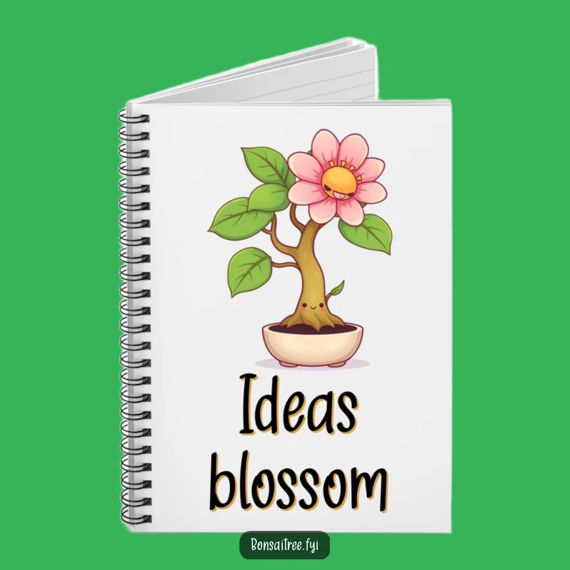 Funny Journal Notebook: Smiling Bonsai, Giant Flower Cover, Creative Gift