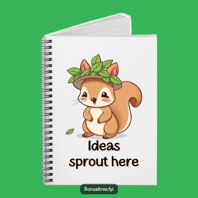 Funny Squirrel Leaf Hat Notebook - Jot Down Ideas with Woodland Whimsy
