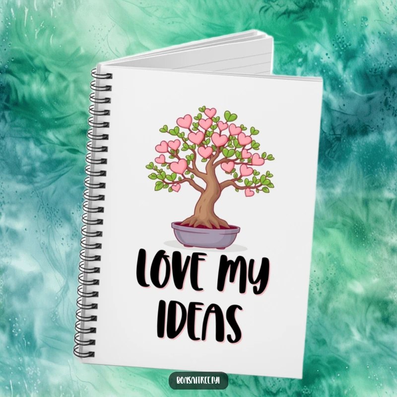 Funny notebook with a tree featuring heart-shaped leaves, ideal for journaling and creative writing.