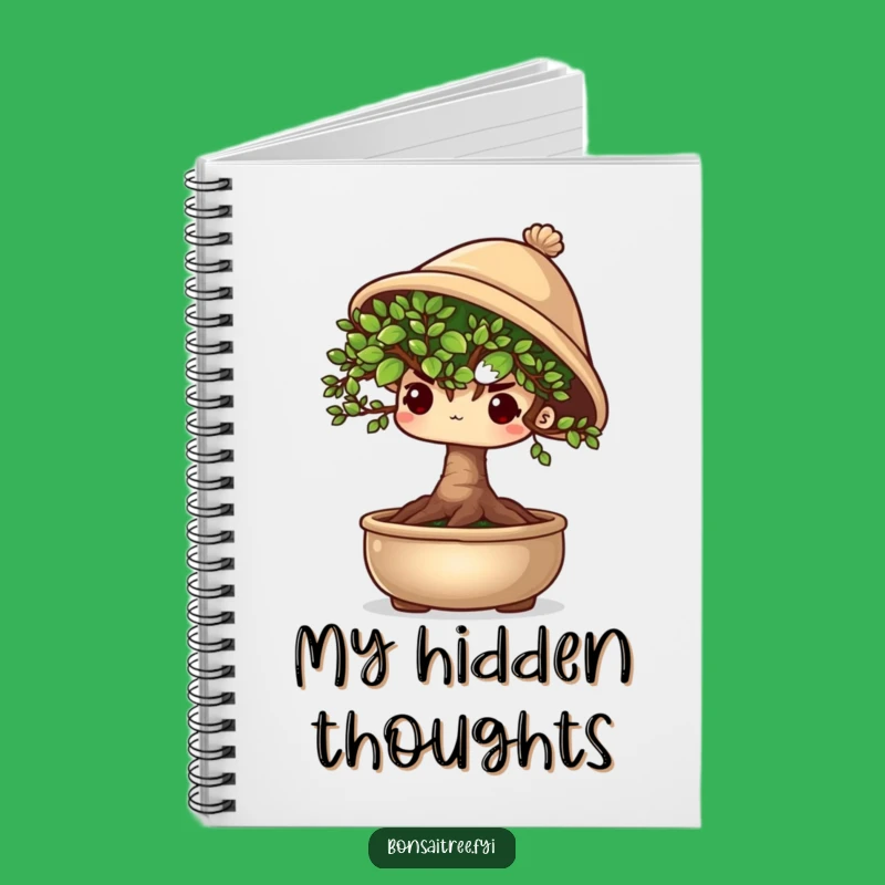 Funny Shy Bonsai Tree Notebook - Journal Peeking Character, Ideal Gift
