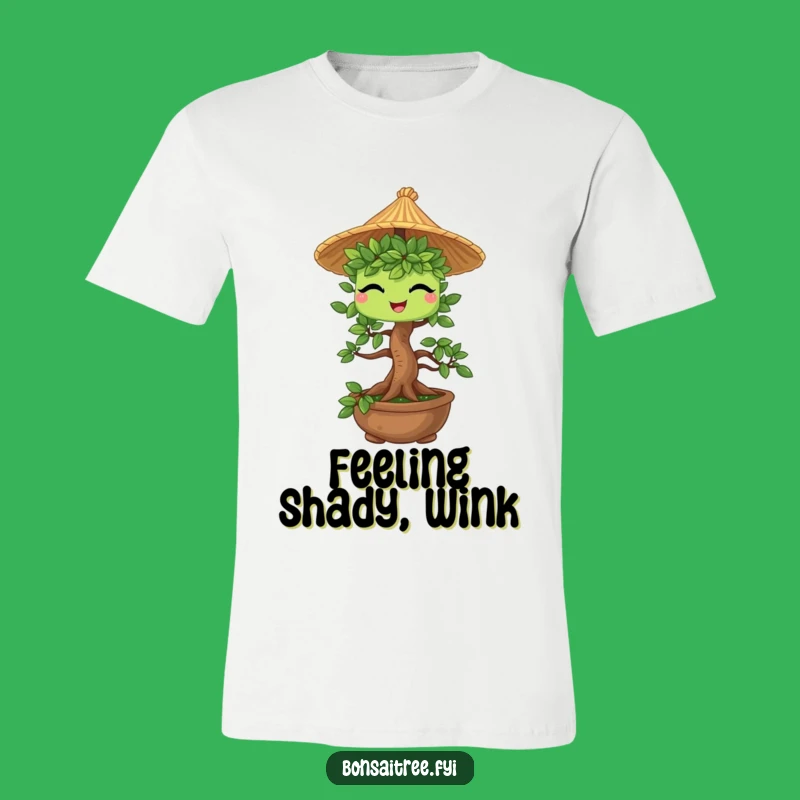 Funny Bonsai Straw Hat T-Shirt - Winking Tree Character Tee
