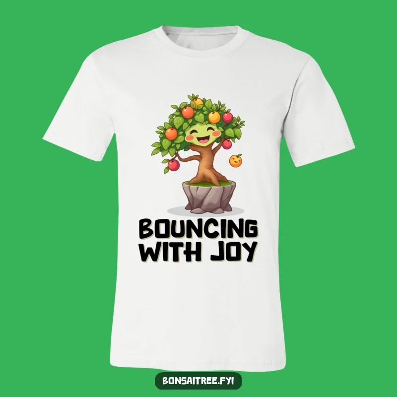 Funny Joyful Bonsai Tree T-Shirt - Bouncing Fruit Design, Perfect Gift Tee