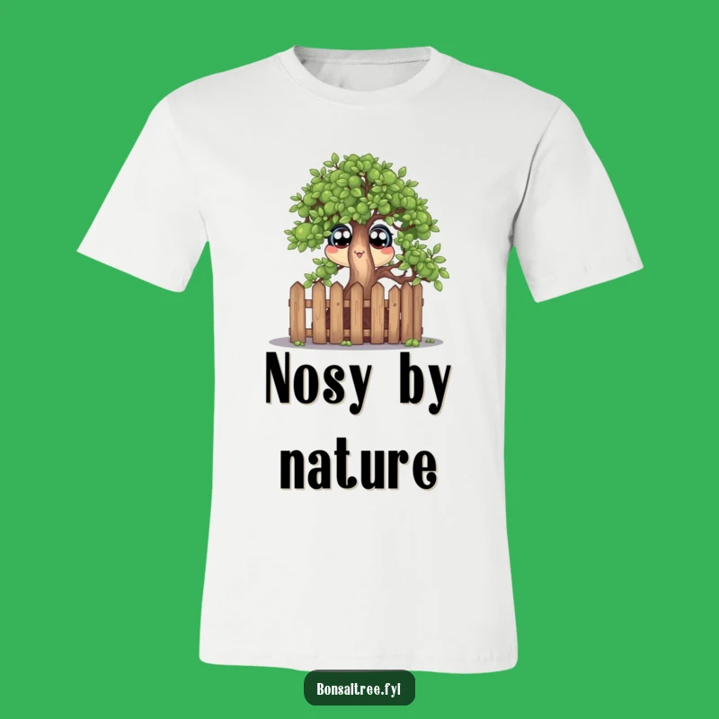 Funny Peeking Bonsai Fence T-Shirt: Wide-Eyed Tree Gift