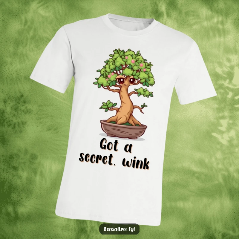 Funny Winking Bonsai Tree T-Shirt: A mischievous bonsai gives a knowing wink, showcasing a humorous and stylish design for everyday wear.