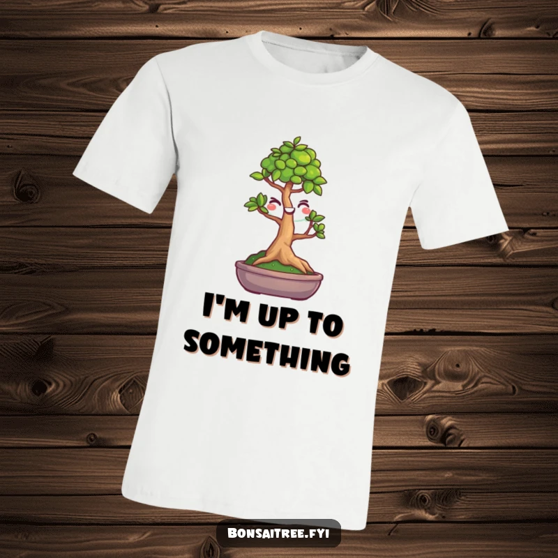 Funny winking bonsai tree t-shirt featuring a cheerful tree with a playful wink, great for casual wear.