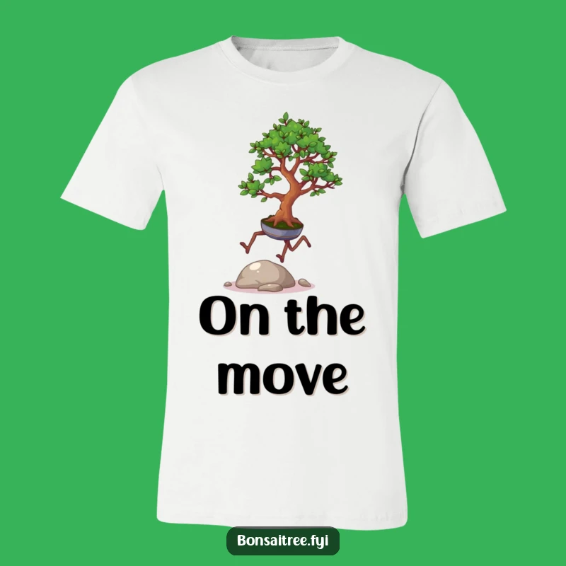 Funny Bonsai T-Shirt: Hopping Tree with Legs, Playful Pebble Jump