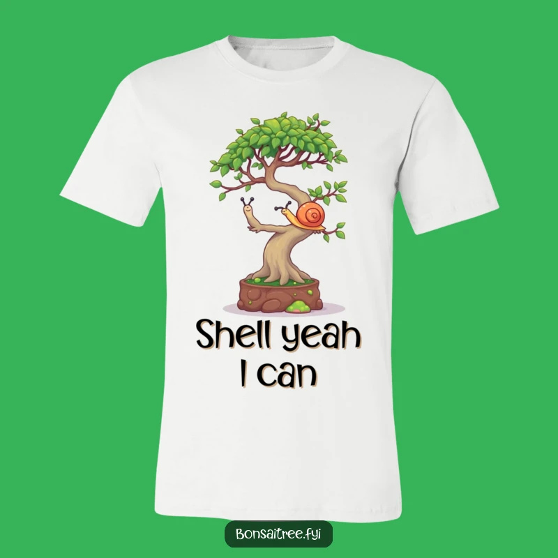 Funny Bonsai Snail Balancing T-Shirt - Mischievous Tree Character Tee
