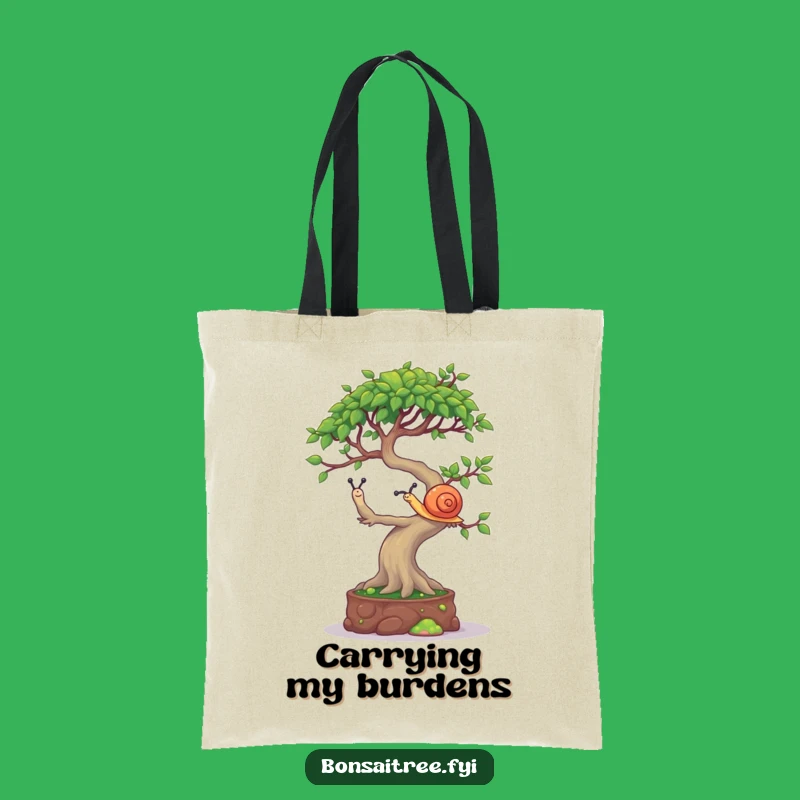 Funny Bonsai Snail Balancing Tote Bag - Mischievous Tree Carryall