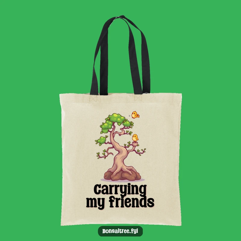 Funny Bonsai Giggling Tote Bag - Eco-Friendly Tree & Bird Carryall