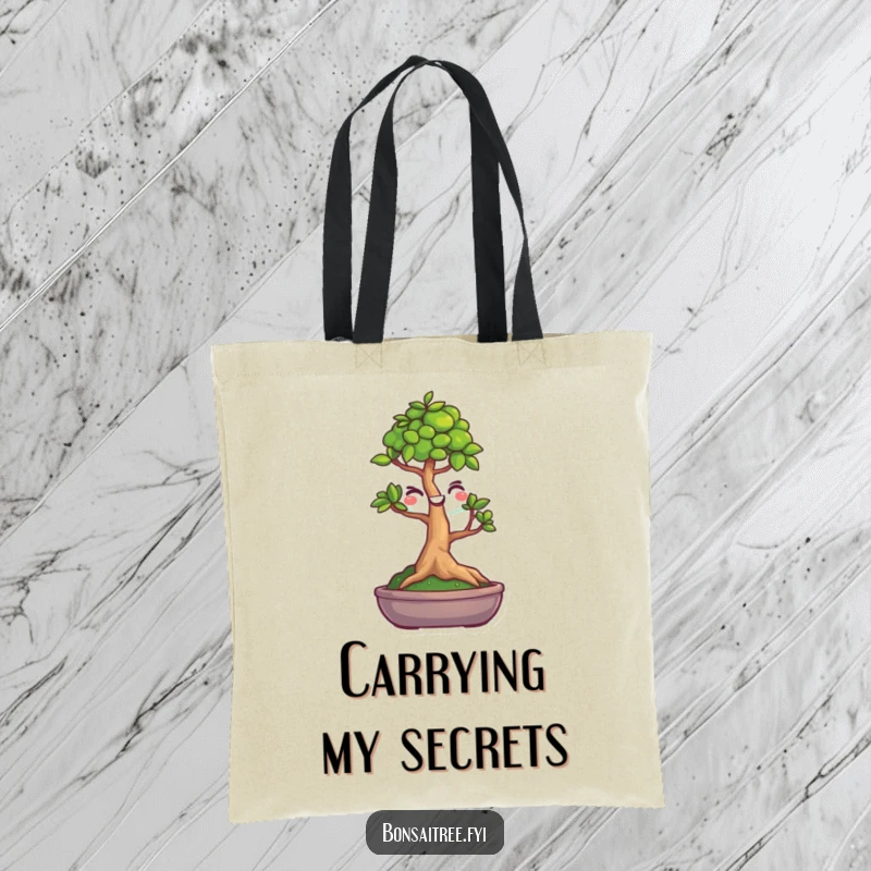 Funny winking bonsai tree tote bag, a practical and stylish accessory for carrying items.