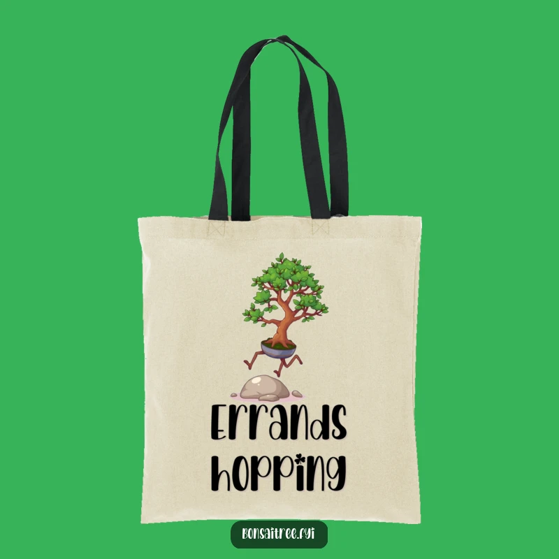Funny Bonsai Tote Bag: Hopping Tree Legs, Pebble Jump Fun