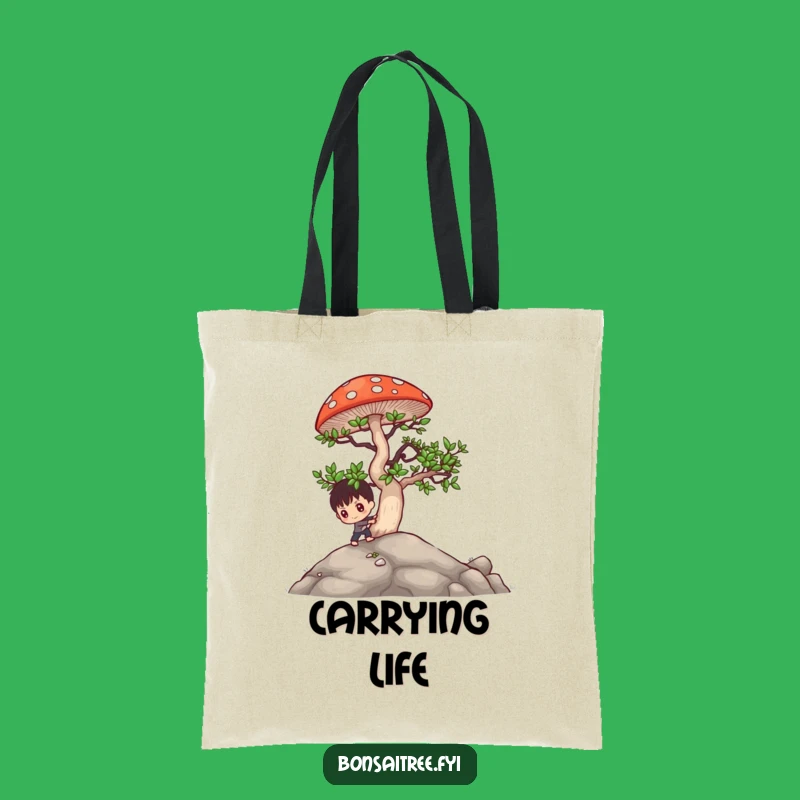 Funny Bonsai Mushroom Push Tote: Hilarious & Practical Gift for Determined Shoppers
