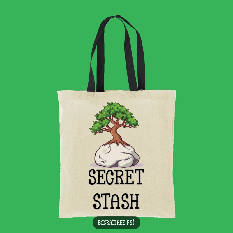 Funny Bonsai Tote Bag: Peeking Eyes, Rock Hiding Fun