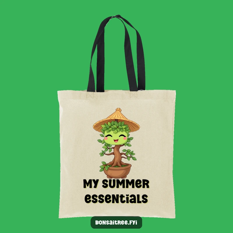 Funny Bonsai Straw Hat Tote Bag - Chic Winking Tree Carryall