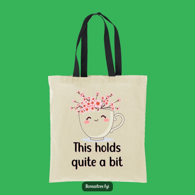 Funny Teacup Blossoms Tote Bag: Carry Your Cheer with This Floral Bag!